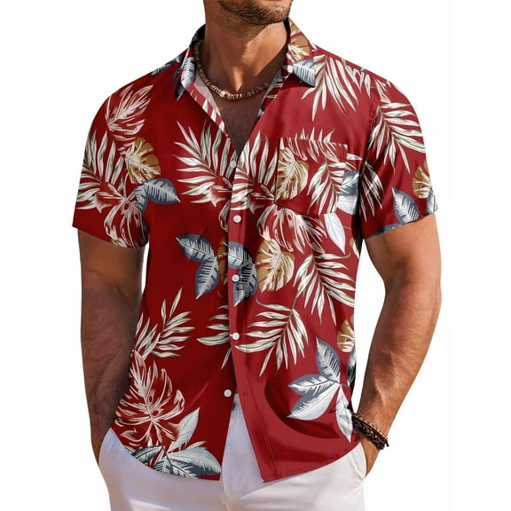 COOFANDY Mens Hawaiian Shirt Short Sleeve Beach Shirt Casual Button Down Shirt