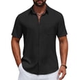 thumbnail image 1 of COOFANDY Men's Short Sleeve Casual Button Down Shirts Summer Beach Wedding Textured Linen Shirt for Men, 1 of 7