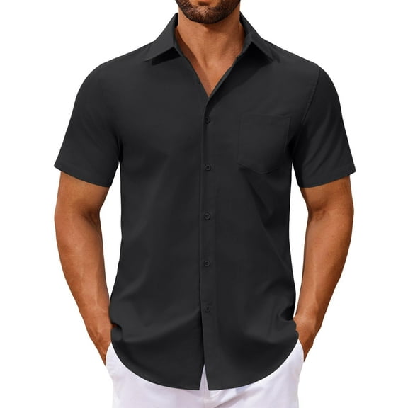 COOFANDY Men's Short Sleeve Dress Shirts Regular Fit Dress Shirt Casual Button Down Shirts