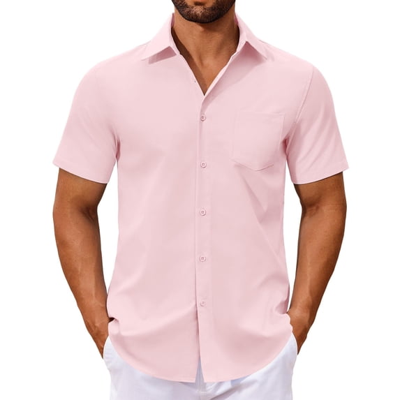 COOFANDY Mens Untucked Dress Shirts Short Sleeve Summer Shirts Casual Button Up Shirts