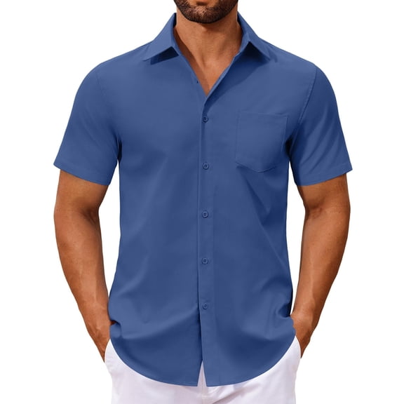 COOFANDY Men's Button Up Shirts Short Sleeve Button Down Shirt Men Casual Dress Shirts for Men