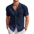 thumbnail image 1 of COOFANDY Men's Short Sleeve Knit Polo Shirt Vintage Button Down Casual Summer Polo Beach Tops, 1 of 6