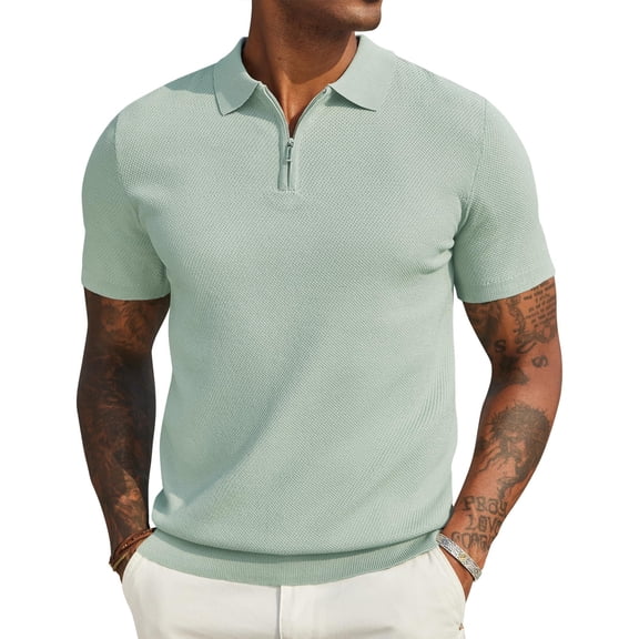 COOFANDY Mens Polo Shirts Short Sleeve Zipper Polo Shirts Fashion Casual Summer Beach Shirts
