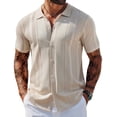 thumbnail image 1 of COOFANDY Men's Short Sleeve Knit Shirt Casual Button Down Shirt Vintage Knitted Polo Golf Beach Tops, 1 of 1