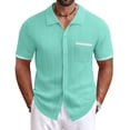 thumbnail image 1 of COOFANDY Men's Short Sleeve Knit Shirts 2025 Vintage Button Down Polo Shirt Casual Beach Tops, 1 of 6