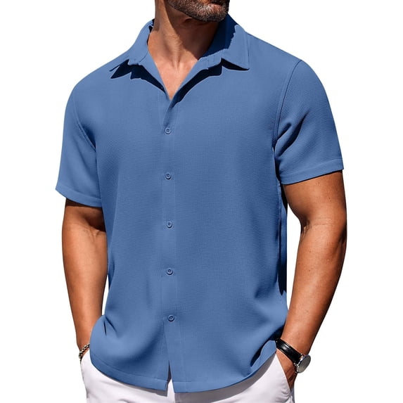 COOFANDY Men's Beach Shirts Button Down Vacation Shirt Casual Short Sleeve Summer Wedding Shirt