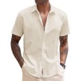 thumbnail image 1 of COOFANDY Men's Short Sleeve Linen Cotton Shirt Casual Chambray Untucked Button Down Shirt, 1 of 6