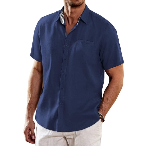 COOFANDY Mens Shirt Linen Casual Button Down Summer Beach Tops