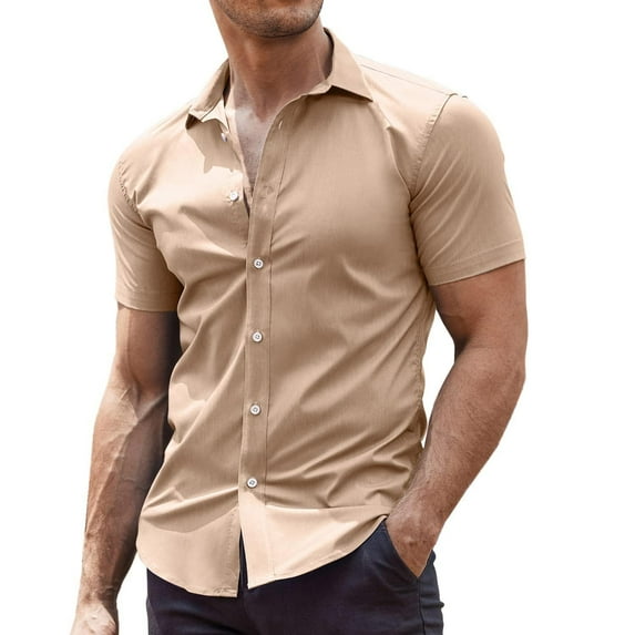 COOFANDY Men's Short Sleeve Muscle Fit Dress Shirts Casual Button Down Shirt