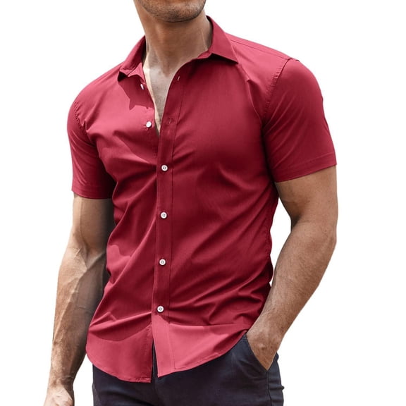 COOFANDY Men's Short Sleeve Muscle Fit Dress Shirts Casual Button Down Shirt