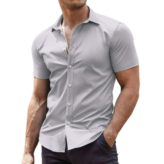 COOFANDY Men's Short Sleeve Muscle Fit Dress Shirts Casual Button Down Shirt