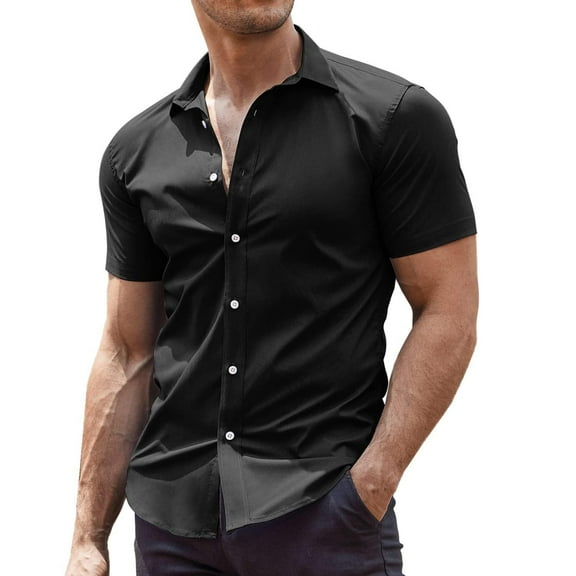 COOFANDY Men's Short Sleeve Muscle Fit Dress Shirts Casual Button Down Shirt