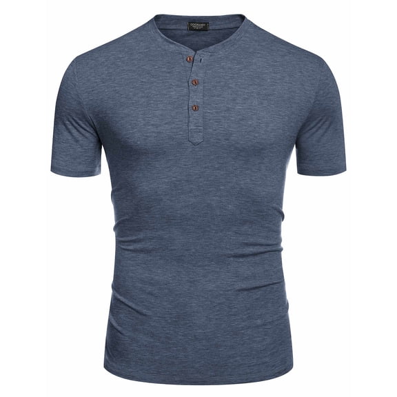 COOFANDY Men's Short Sleeve Shirts Casual Button Henley Shirt Classic Summer Solid T Shirts