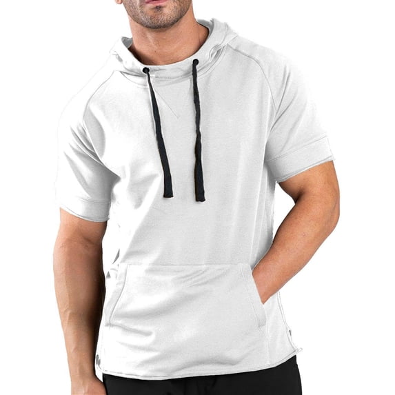 COOFANDY Men's Short Sleeve Sweatshirts Gym Workout Lightweight Pullover athletic hoodies muscle fit Hood T Shirts