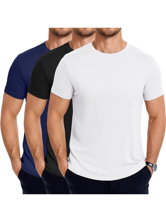 Men's Basic T-Shirts Short Sleeve 3 Pack Crew Neck Casual Summer Cotton Tee Shirt