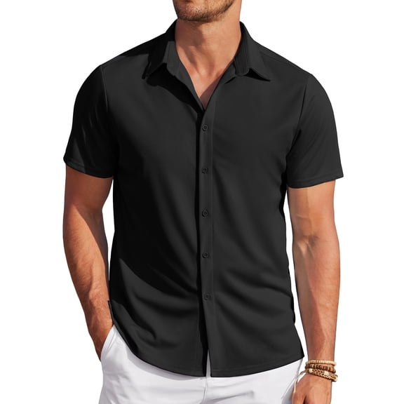 COOFANDY Men's Casual Button Down Shirts Short Sleeve Wrinkle Free Summer Tops