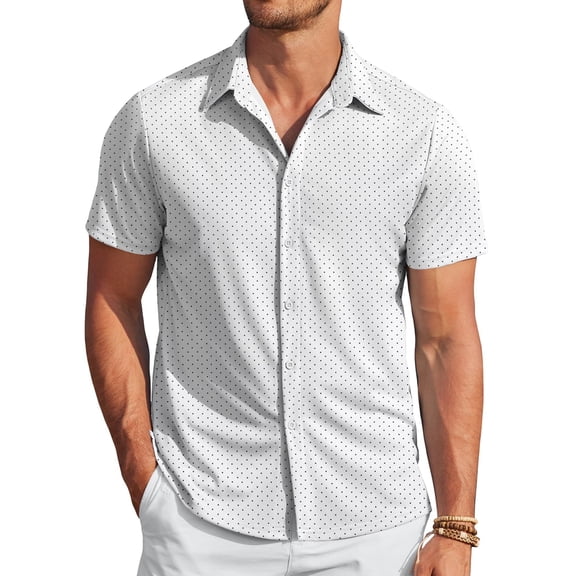 COOFANDY Men's Short Sleeve Wrinkle Free Dress Shirts Lightweight Stretch Shirts