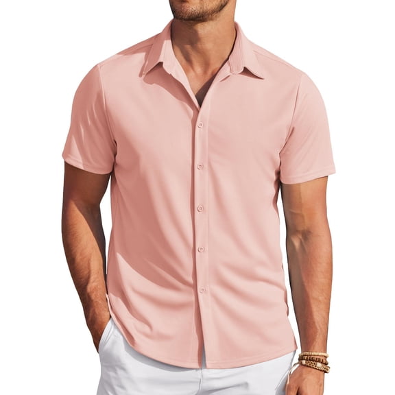 COOFANDY Men's Short Sleeve Wrinkle Free Dress Shirts Lightweight Stretch Shirts