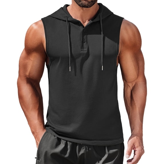 COOFANDY Men's Sleeveless Gym Hoodies Muscle Hooded Tank Tops Bodybuilding Workout Cut Off T Shirt