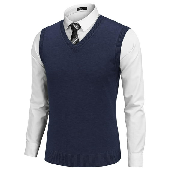 COOFANDY Men's Sleeveless Sweater Vest Lightweight V-Neck Solid Cotton Vest Pullover