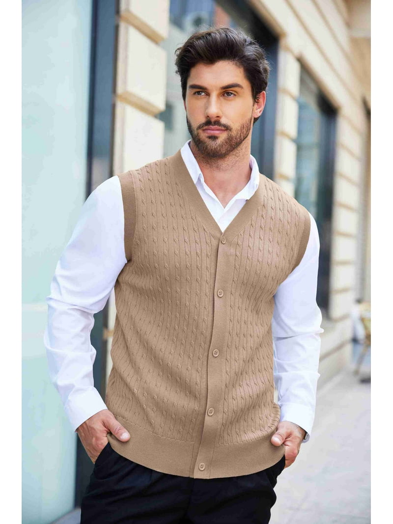 Sleeveless Sweater Cable Knit Sweater Vest Mens Sleeveless Sweater