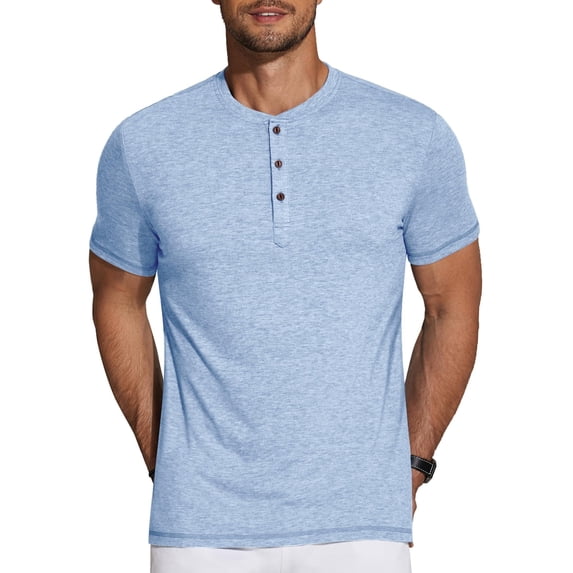 COOFANDY Men's Slim Fit Henley Shirts Short Sleeve Casual Basic Tee 3 Button T Shirts Summer Fashion Shirts