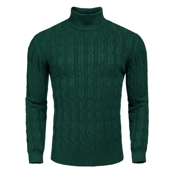 COOFANDY Men's Slim Fit Turtleneck Long Sleeve Sweater Casual Twisted Knitted Pullover Sweaters