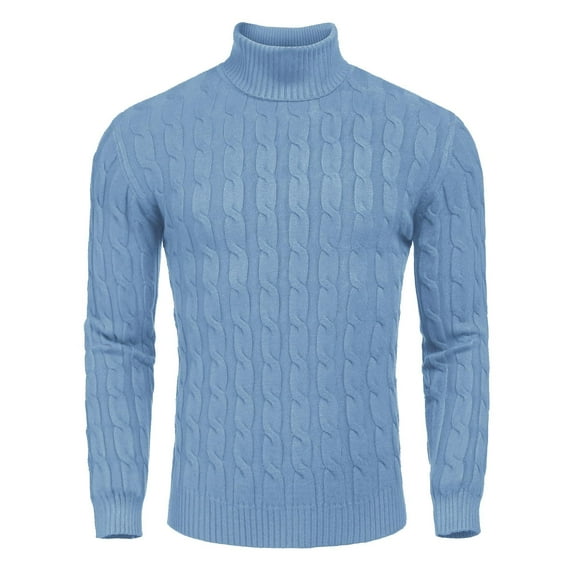COOFANDY Men's Slim Fit Turtleneck Long Sleeve Sweater Casual Twisted Knitted Pullover Sweaters