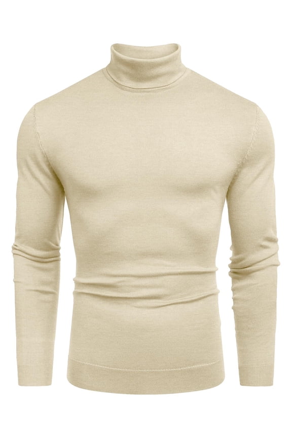 Men's Slim Fit Turtleneck Sweater Casual Basic Knitted Long Sleeve Pullover Sweater