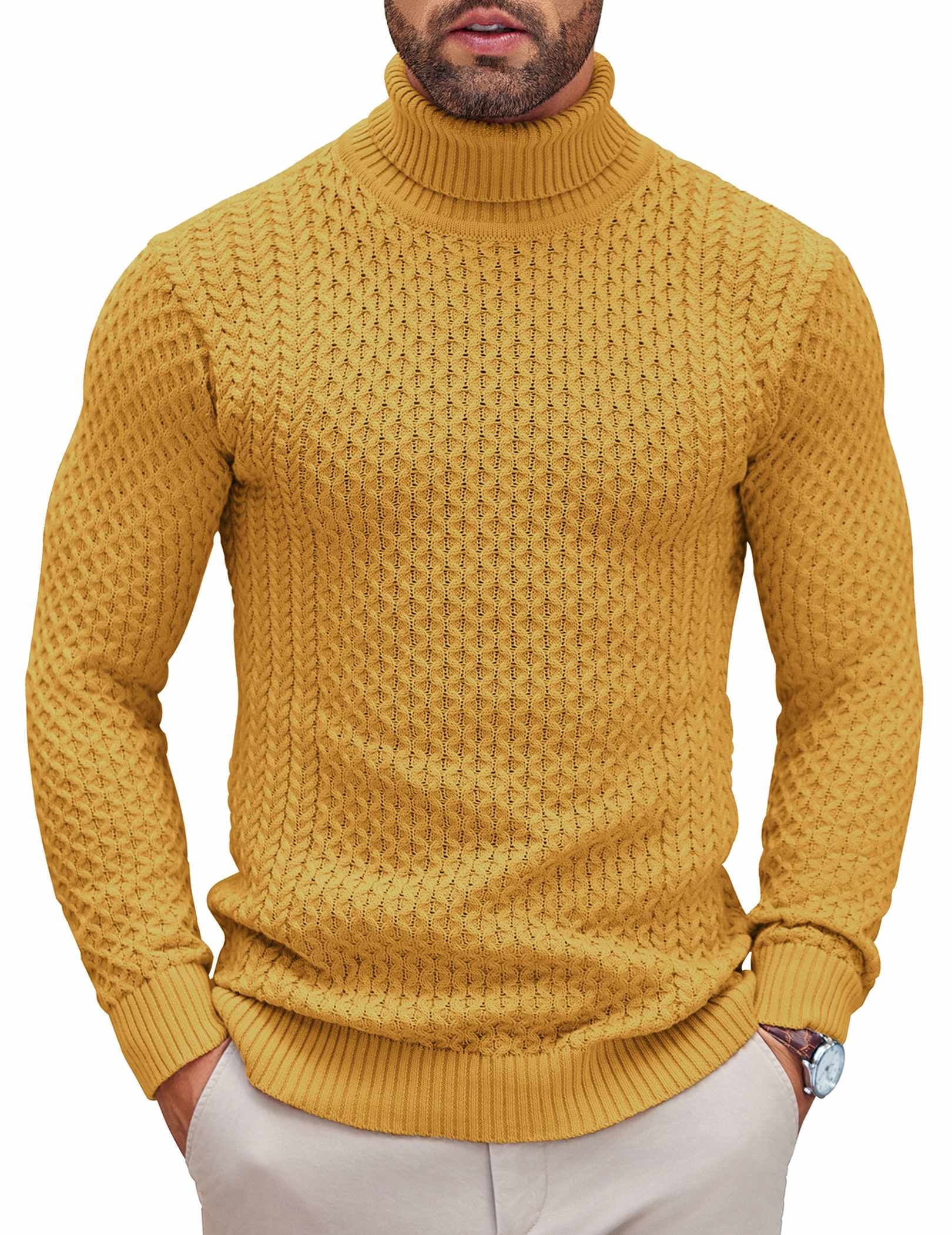 COOFANDY Men's Slim Fit Turtleneck Sweater - Solid Casual Knitted