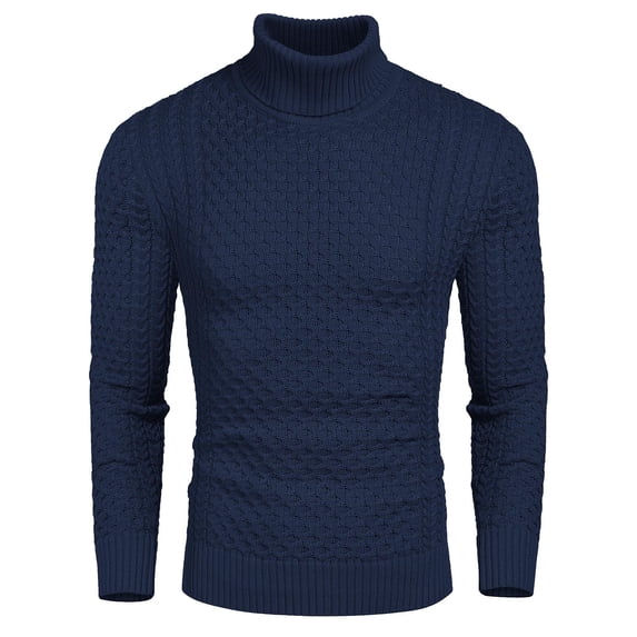 COOFANDY Men's Slim Fit Turtleneck Sweater Casual Knitted Twisted Pullover Solid Sweaters