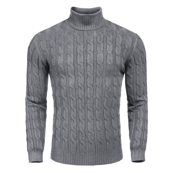 COOFANDY Men's Slim Fit Turtleneck Long Sleeve Sweater Casual Twisted Knitted Pullover Sweaters