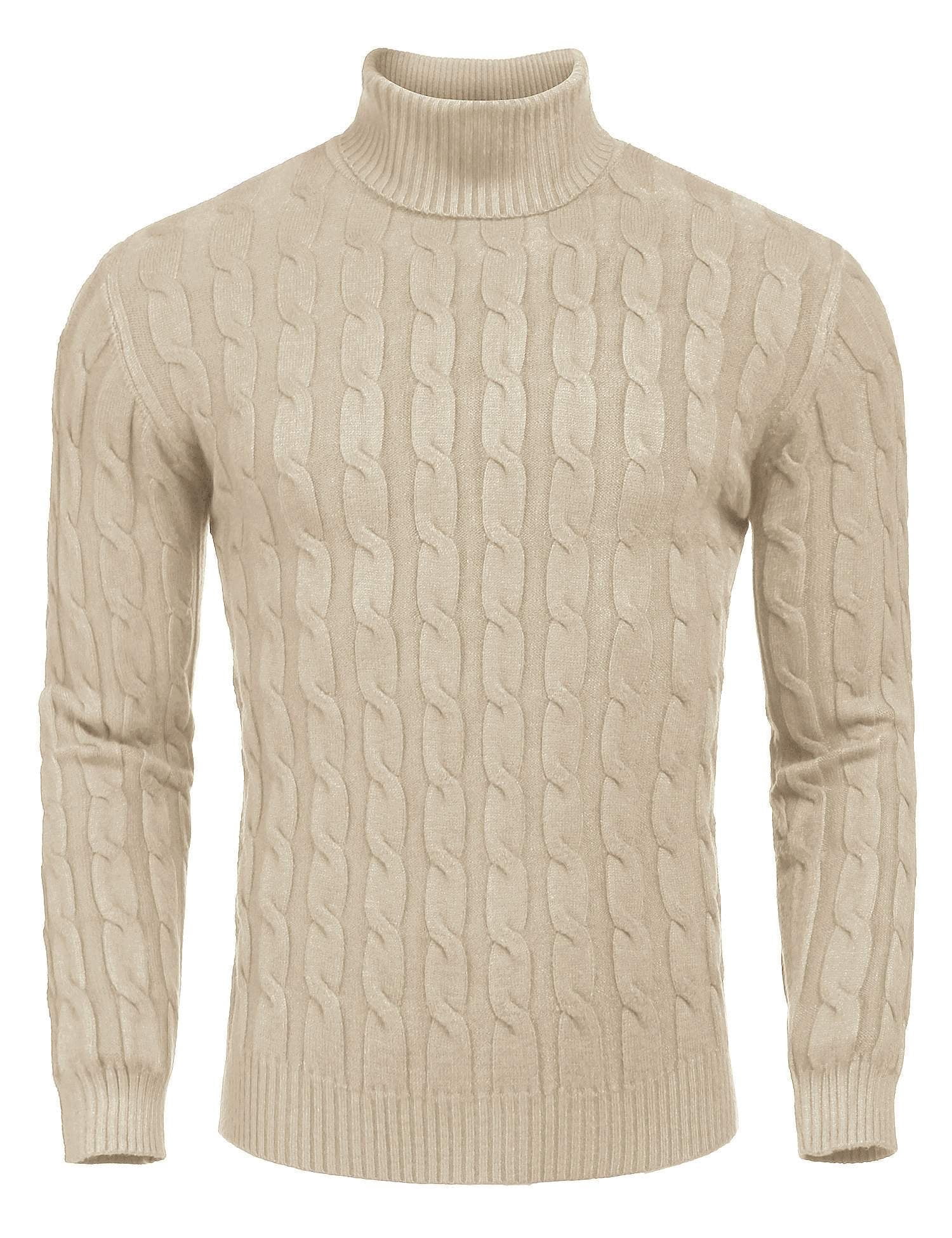 COOFANDY Men's Slim Fit Turtleneck Sweater – Casual Twisted Knit Pullover In Grey, Winter Warm & Stylish