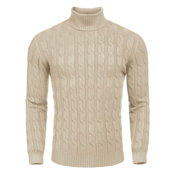 COOFANDY Men's Slim Fit Turtleneck Long Sleeve Sweater Casual Twisted Knitted Pullover Sweaters