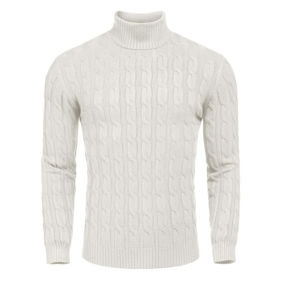 COOFANDY Men's Slim Fit Turtleneck Long Sleeve Sweater Casual Twisted Knitted Pullover Sweaters