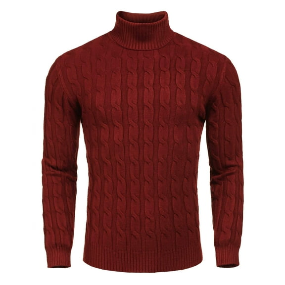 COOFANDY Men's Slim Fit Turtleneck Long Sleeve Sweater Casual Twisted Knitted Pullover Sweaters