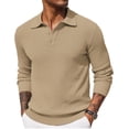 thumbnail image 1 of COOFANDY Mens Knit Polo Shirts Long Sleeve Casual Polo Sweaters Shirt Waffle Textured Collared Sweater, 1 of 7