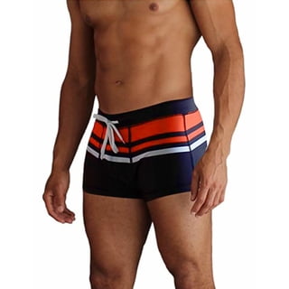 COOFANDY Mens Printed Surf Briefs Swimwear Swim Shorts 3 inch Swim Trunks Beach Shorts Red Stripe
