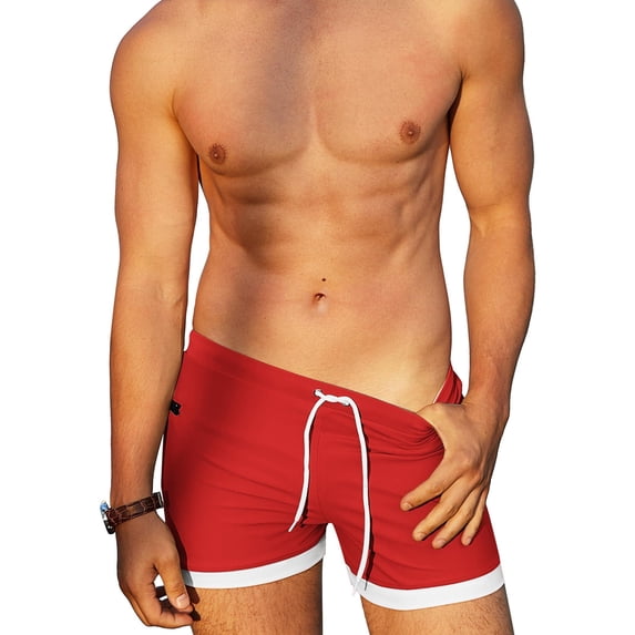 COOFANDY Men's Swimwear Swimsuits Solid Basic Swim Boxer Trunks Board Shorts with Zipper Pockets