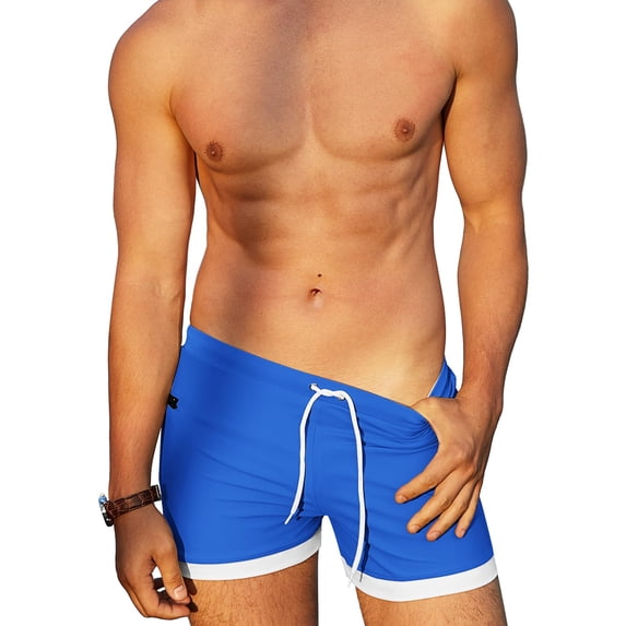COOFANDY Men's Swimwear Swimsuits Solid Basic Swim Boxer Trunks Board Shorts with Zipper Pockets