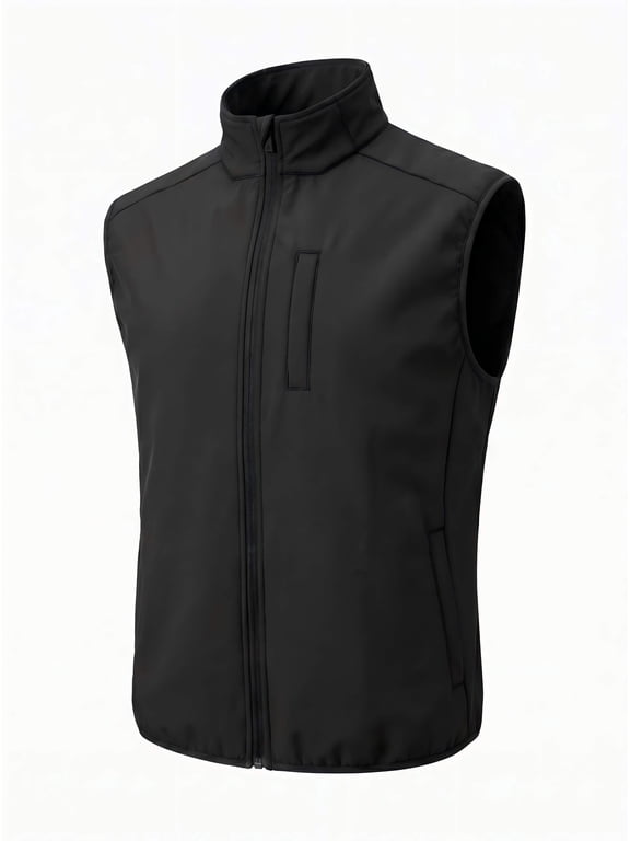 Men's Stand Collar Lightweight Padded Vest, Full Zip Sleeveless Jacket with Chest Pocket, Windproof Thermal Gilet Casual Outerwear Layering Waistcoat for Fall Winter Golf Hiking Daily Work