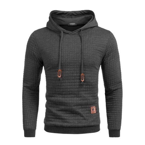 COOFANDY Men's Stylish Hoodies Sweatshirt Long Sleeve Hip Hop Pullover Drawstring Solid Plaid Jacquard Tops