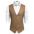 thumbnail image 1 of COOFANDY Men's Suede Leather Suit Jacket - Slim Fit Western Vest Waistcoat, 1 of 5