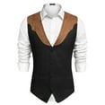 thumbnail image 1 of COOFANDY Men's Suede Leather Suit Vest Casual Western Vest Jacket Slim Fit Cowboy Waistcoat, 1 of 6