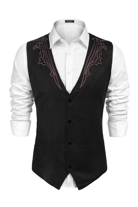 Men's Suede Leather Suit Vest Casual Western Vest Jacket Slim Fit Cowboy Waistcoat