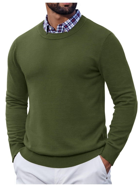 Sweaters for Men Business Casual Fitted Sweater Crewneck Knit Sweater Pullover