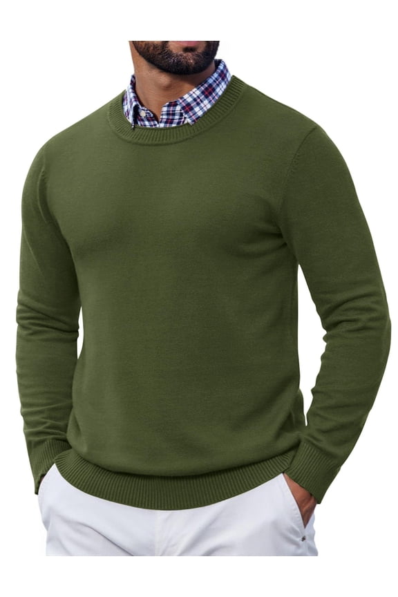 Sweaters for Men Business Casual Fitted Sweater Crewneck Knit Sweater Pullover