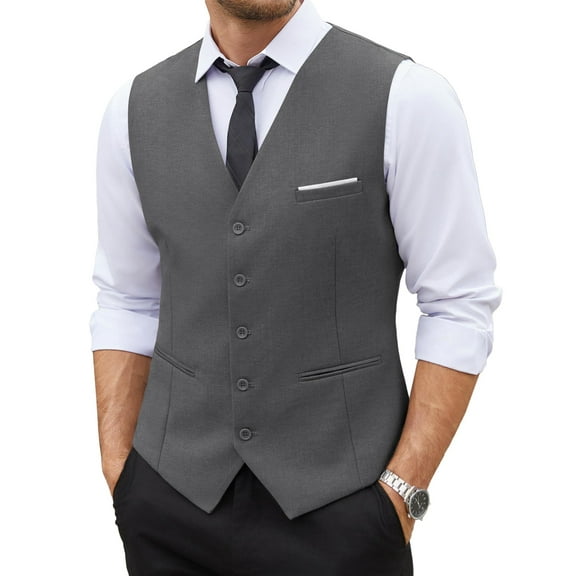 COOFANDY Men's Suit Vest Slim Fit Business Formal Waistcoat Casual Dress Vest
