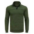 thumbnail image 1 of COOFANDY Mens Quarter Sweatshirt Quilted Long Sleeve Mock Neck Active Sweater Waffle Pullover Polo Shirts With Pockets Army Green M, 1 of 5