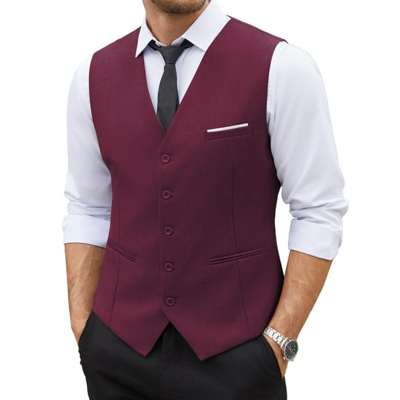 COOFANDY Men's Suit Vest Slim Fit Business Formal Waistcoat Casual Dress Vest